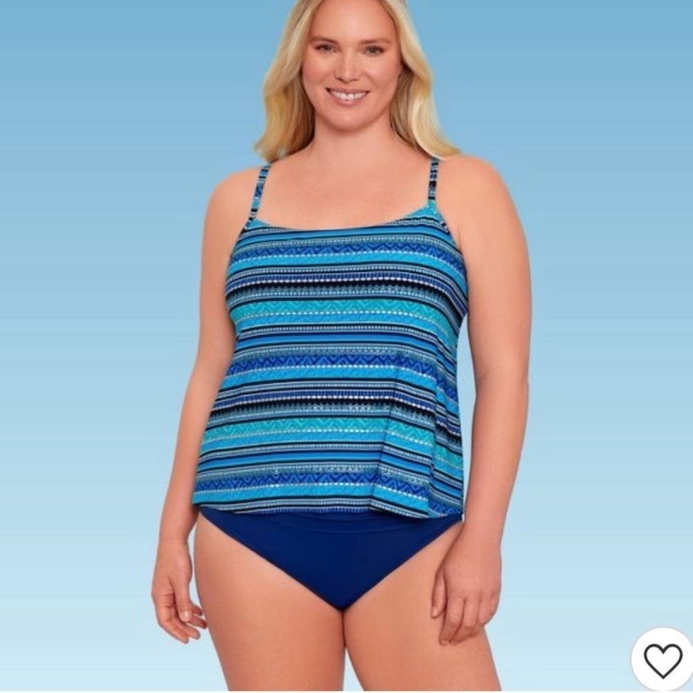 Womens Slimming Control Blue Tankini‎ Top - Dreamsuit by Miracle Brands Blue 16